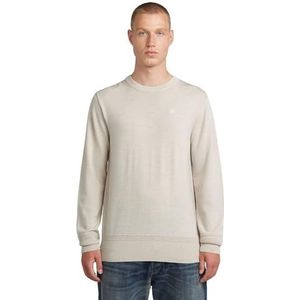 G-Starvoor mannen. D27686-B692-1603 Premium Core R beige trui (XS), Casual, Wol, Lange mouwen