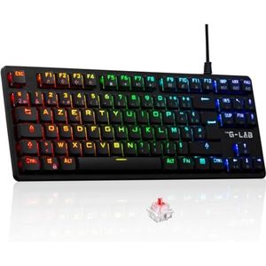 The G-Lab - Keyz Platinium TKL – mechanisch toetsenbord Red Switch Outemu Low Profile AZERTY – TKL ultra dun, RGB & toetsen 100% aanpasbaar, anti-ghosting total – PC/PS4/PS5/Xbox – New
