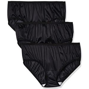 Shadowline womens Shadowline Women's Panties - Nylon Hipster (3 Pack) Shorts, Black, 7 US