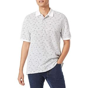 Amazon Essentials Men's Poloshirt van piqué-katoen met normale pasvorm (verkrijgbaar in grote en lange maten), Zwart Wit Geometrische print, L