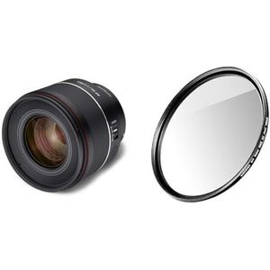 SAMYANG AF 50mm F1,4 II FE voor Sony E - standaard autofocus lens voor spiegelloze systeemcamera's van Sony & Walimex pro UV-filter Slim Super DMC 72 mm - bijzonder hoogwaardig UV-filter lensfilter