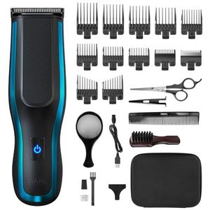 WAHL Clipper Kit Self Clip 360 - Zelf je haar knippen, Snoerloos, Zwart, 10 opzetkammen, USB opladen, Accu met lange levensduur, Zelf scheren, Uitspoelbare bladen, Easy Grip, Lichtgewicht