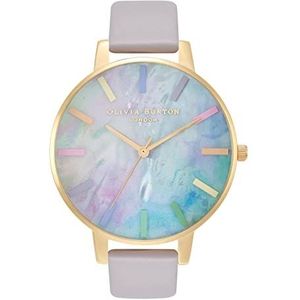 Olivia Burton Analoog kwartshorloge met grijze leren band voor dames - OB16RB30