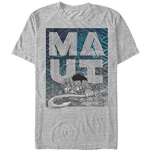 Pixar Unisex Moana-Maui Hook Fade Organic Short Sleeve T-Shirt, Melange Grey, M, grijs (melange grey), M