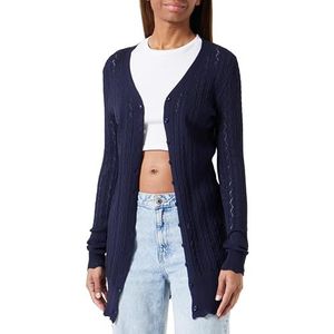 boundry - Lange Cardigan - Marine - Ajourgebreid