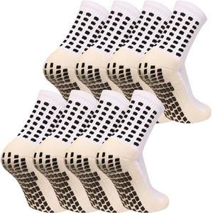 Heren grip sokken voetbal antislip bal sokken antislip antislip grip pads voor voetbal basketbal sport grip sokken, 4 paar, Wit, one size