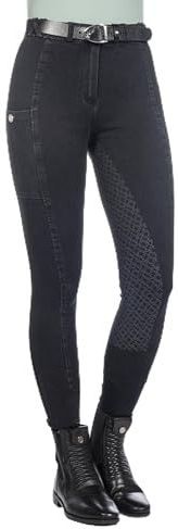 HKM Harbour Island Denim siliconen volle zi Rijbroek voor dames Zwart 40