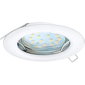 EGLO Peneto Inbouwspot, stalen spot in wit, inbouwlamp met GU10-fitting, ledlamp inbegrepen, platte inbouwspot plat, diameter 7,8 cm