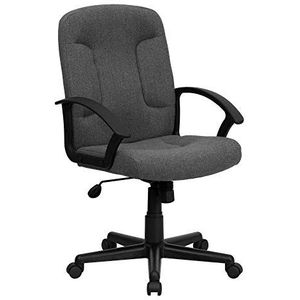 Flash Furniture bureaustoel/computerstoel met armleuningen van nylon, zwart Mid-Back grijs
