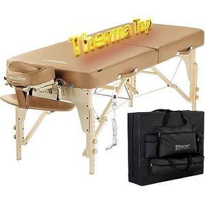 Master Massage Phoenix 71 cm mobiel inklapbaar massage-ligbed ThermaTop verwarmingssysteem massagebed massagebank cosmetische ligstoel verwarmingsdeken warmteonderbed lichtbruin