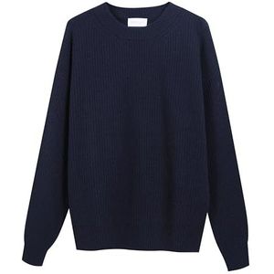 Diana Studio - Ronde hals van gebreid, marineblauw, heren, wol, lange mouwen, maat XL, regular fit, Blauw, XL/XXL