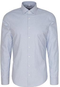 Seidensticker Flanellen Overhemd blauw, Pied De Poule