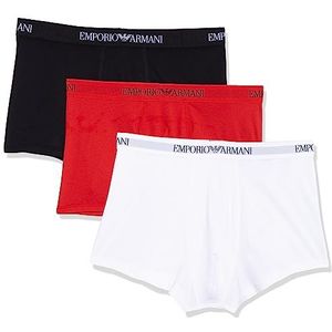 Emporio Armani heren Ondergoed 3-pack Trunk Pure Cotton , White/Red/Black, XL