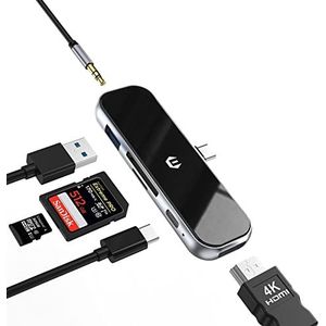 BIGBIG WON USB-poort, USB C Hub LAN, multipoort-adapter USB C voor Surface, Dell, HP, Lenovo, XPS en meer type C-apparaten, 6-in-1 USB C Ethernet-adapter met 100 W PD