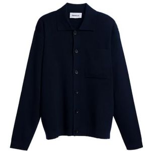 Diana Studio, Blauw gebreid overhemd voor heren, wol, lange mouwen, maat L, regular fit, Blauw, L