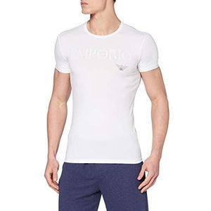Emporio Armani Heren T-shirt Essential Megalogo pyjama top, wit, XL