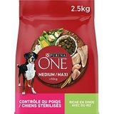 PURINA ""ONE"" droogvoer medium/maxi > 10 kg – controle van het gewicht – gesteriliseerde honden – smaken van diner/rijst – 2,5 kg