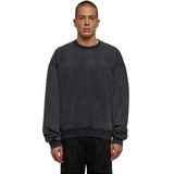 Urban Classics Acid Washed Crew Sweatshirt voor heren, zwart, 4XL