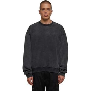 Urban Classics Acid Washed Crew Sweatshirt voor heren, zwart, 4XL