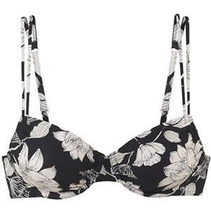 s.Oliver RED LABEL Beachwear - Beugelbikinitop - Zwart/crème - Gebloemd