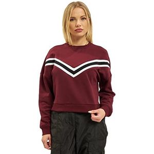 Urban Classics Dames Dames Inset Gestreepte Crew Pullover, rood (Port 01157), S