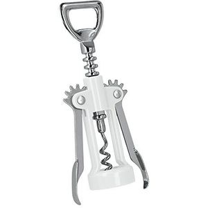 Metaltex gevleugelde kurkentrekker & flesopener, wit & zilver