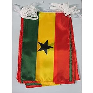 Ghana 12 meter BUNTING Vlag 20 vlaggen 45x30 cm - Ghanese STRING vlaggen 30 x 45 cm - AZ FLAG