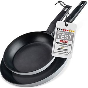 Fackelmann Braadpannen set 2-delig Balance 20 + 28 cm, antiaanbakpannen van 90% gerecycled aluminium met ergonomische kunststof handgreep, inductiepannen gecoat voor koken en braden