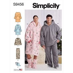 Simplicity Naaipatroon S9456 Unisex oversized hoodies, broeken en slofjes OSFA Weiß