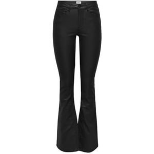 ONLY Dames Onlblush Mid Flared Coated PNT Noos broek, zwart, (XS) W x 32L