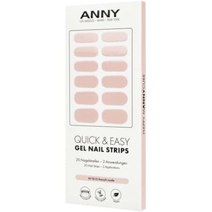 ANNY Gel nagelstrips - uv-nagelfolie om op te plakken, met uv-lamp, duurzaam en splintervrij, eenvoudig in gebruik, kleur: French Nude, zacht abrikoos, nr. 15