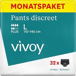 Vivoy Pants Discreet Plus L zwart - 32 broeken in maandpakket (4 x 8 stuks) - bij sterke blarenzwakte en incontinentie