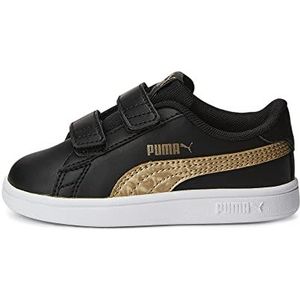 PUMA Smash V2 Metallics V Inf uniseks-baby Sneaker,Puma Black PUMA Gold PUMA White,21 EU
