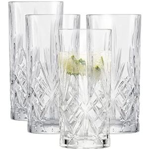 SCHOTT ZWIESEL Longdrinkglas Show (set van 4), sierlijk drinkglas voor longdrinks met reliëf, vaatwasmachinebestendige kristallen glazen (art.nr. 121878)