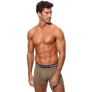Abanderado 1 x boxershorts voor heren, met zachte taille, kaki, gestreept, 48