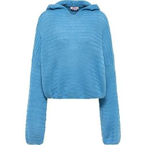 IZIA Dames gebreide hoodie mahisha, middenblauw, M/L, blauw, M/L