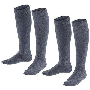 ESPRIT Uniseks-kind Kniekousen Foot Logo 2-Pack K KH Katoen Lang Eenkleurig Multipack 2 Paar, Grijs (Light Grey Melange 3390) nieuw - milieuvriendelijk, 35-38