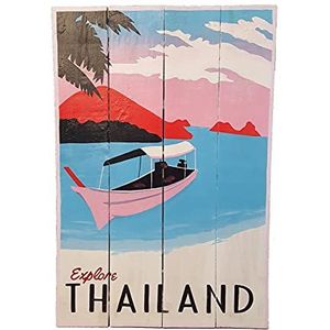 Asiastyle Thailand houten bord, hout, kleurrijk, 60 cm x 40 cm x 3 cm