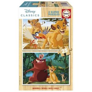 Educa - Set van 2 houten puzzels met elk 25 delen | The Lion King Afmetingen: 26 x 18 cm. Aanbevolen voor kinderen vanaf 4 jaar (19960)