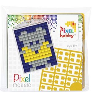 Pixel P23008 Mozaïek medaillon muis, sleutelhanger voor kinderen om zelf te ontwerpen, eenvoudig insteeksysteem, niet strijken of lijmen, steentjes van bio-plastic