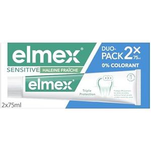 ELMEX - Elmex Sensitive tandpasta frisse adem 0% kleurstoffen – gevoelige tanden, pijnlijk tandvlees, bescherming van het glazuur – 2 x 75 ml
