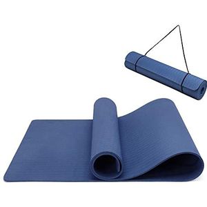 Oak & Tea Yogamat, antislip en milieuvriendelijke TPE-sportmat met draagriem, gymnastiekmat voor pilates, workout fitnessmat, 183 x 61 x 0,6 cm (marineblauw)