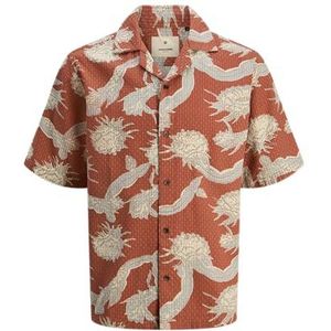 Jprbluvincent Print Resort S/S Shirt Sn, grijs, XS
