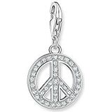 Thomas Sabo Dames Charm Hanger Peace-teken 925 sterling zilver met zirkonia, 1880-051-14