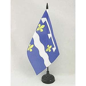 Franse afdeling van Loiret Table Vlag 14x21 cm - France Desk Vlag 21 x 14 cm - Zwarte plastic stok en voet - AZ FLAG