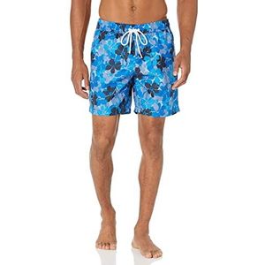 Amazon Essentials Men's Sneldrogende zwembroek met binnenbeenlengte van 18 cm, Blauw Bloemig, XL