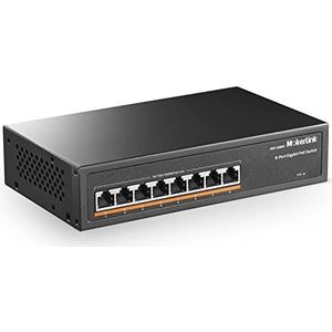 MokerLink - 8 Poorten - Gigabit PoE Switch - Metaal - 120 W, Plug and Play, Ventilatorloos