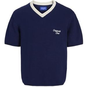 JACK & JONES Jorcambridge Knit Ss V-hals, Ocean Cavern, L