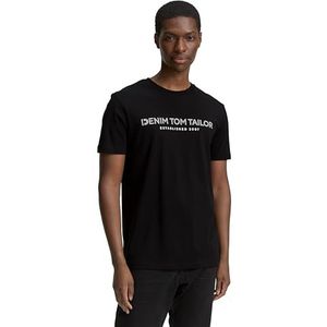 TOM TAILOR Denim T-shirt voor heren, 35654 - zwart nepleer, XS