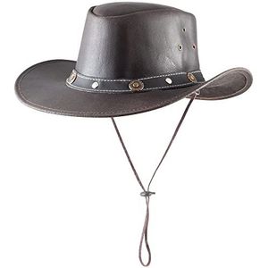 Pfiff 101003 Westernhoed Texas, cowboyhoed, Western Cowboy Cowgirl, rundleer bruin, uniseks, M (58 cm)